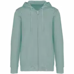 Ecologische uniseks sweater met rits en capuchon French Terry, washed jade green — productfoto 8