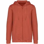 Ecologische uniseks sweater met rits en capuchon French Terry, washed pomelo — productfoto 11
