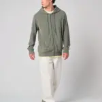 Ecologische badstof sweater met rits en capuchon — productfoto 2
