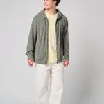 Ecologische badstof sweater met rits en capuchon — productfoto 3
