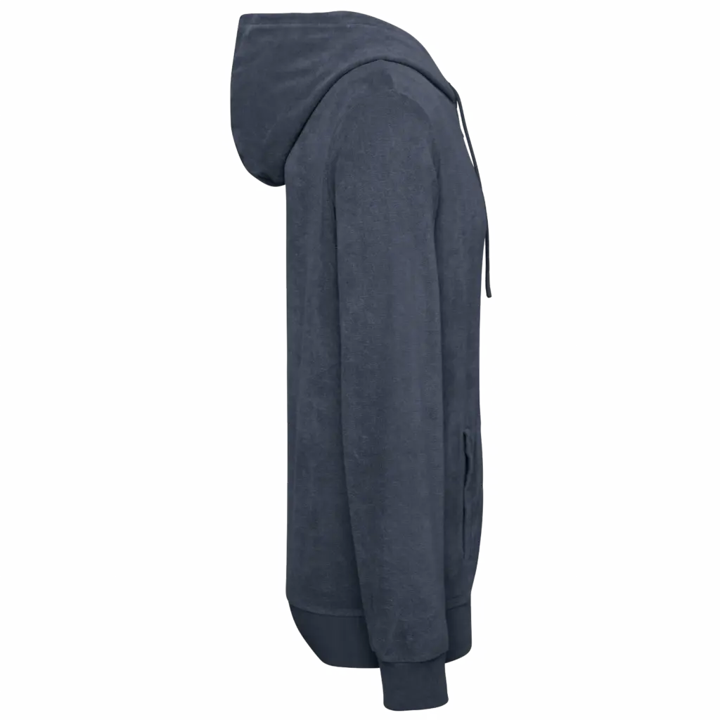 Ecologische badstof sweater met rits en capuchon, navy blue — productfoto 5