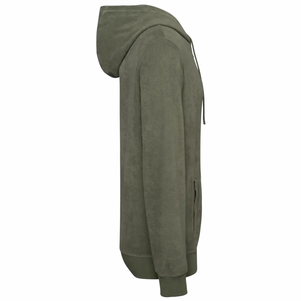 Ecologische badstof sweater met rits en capuchon, organic khaki — productfoto 6