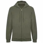 Ecologische badstof sweater met rits en capuchon, organic khaki — productfoto 7