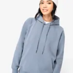Ecologische damessweater met capuchon en raglanmouwen