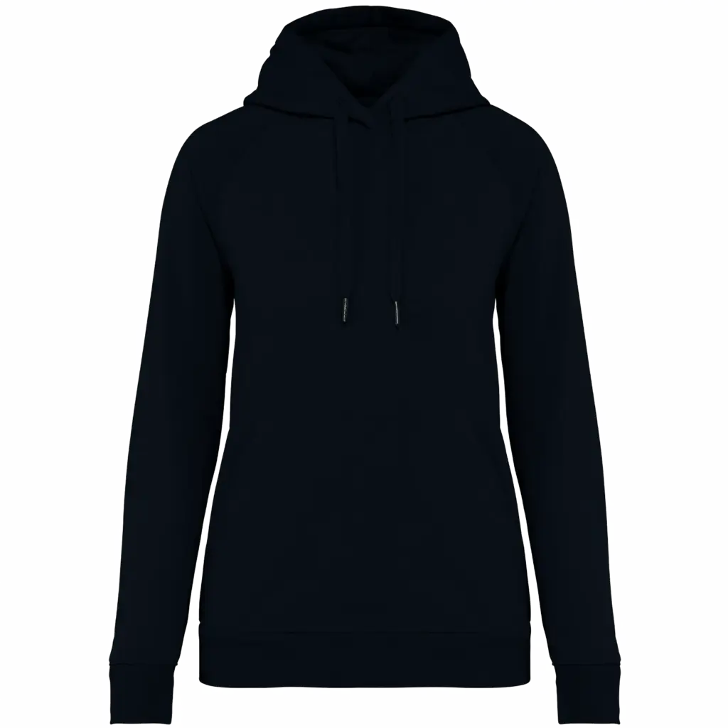 Ecologische damessweater met capuchon en raglanmouwen, black — productfoto 6