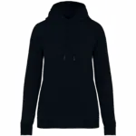 Ecologische damessweater met capuchon en raglanmouwen, black — productfoto 6