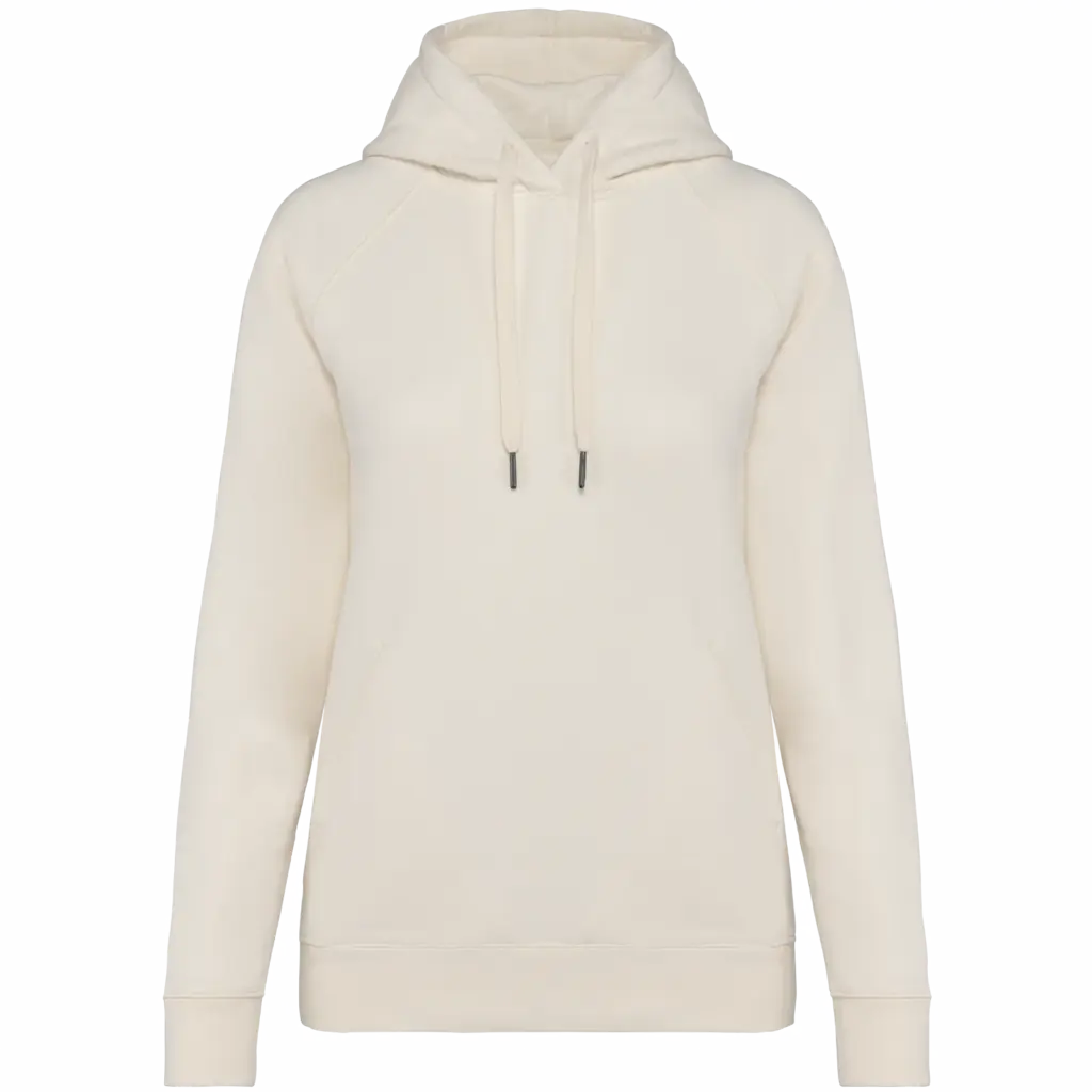 Ecologische damessweater met capuchon en raglanmouwen, ivory — productfoto 7