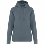 Ecologische damessweater met capuchon en raglanmouwen, mineral grey — productfoto 9