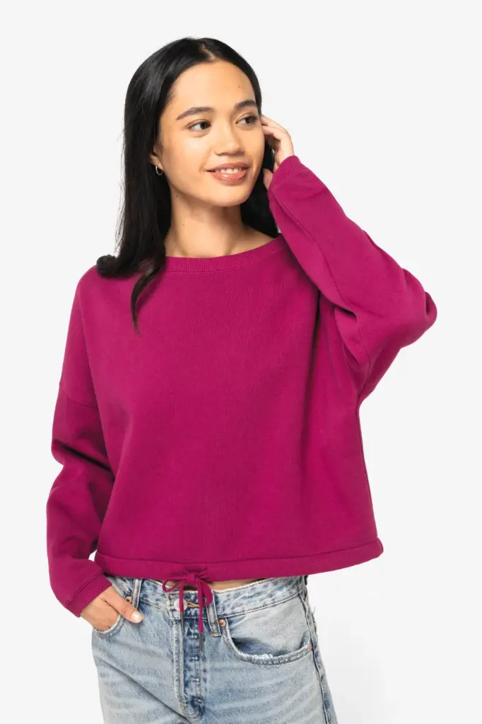 Ecologische cropped damessweater met ronde hals