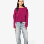 Ecologische cropped damessweater met ronde hals — productfoto 2