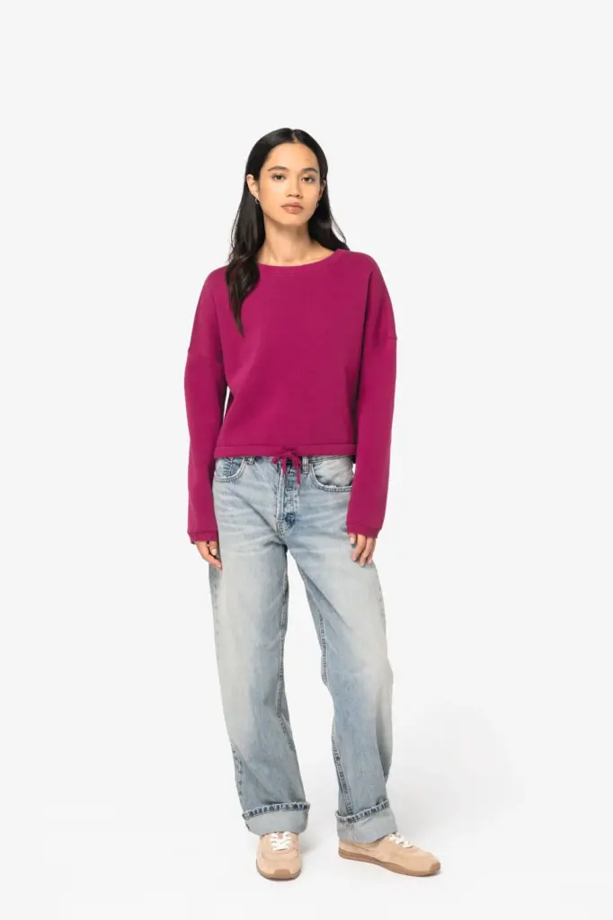 NS429-13_2025 - Hidalgo-werbeartikel Ecologische cropped damessweater met ronde hals — productfoto 2