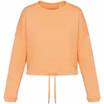 Ecologische cropped damessweater met ronde hals, apricot — productfoto 6