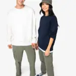 Ecologische uniseks sweater met ronde hals en verlaagde schouders French Terry — productfoto 2