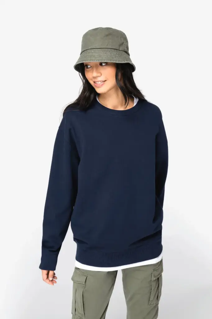 NS430-2_2024 - Hidalgo-werbeartikel Ecologische uniseks sweater met ronde hals en verlaagde schouders French Terry — productfoto 3
