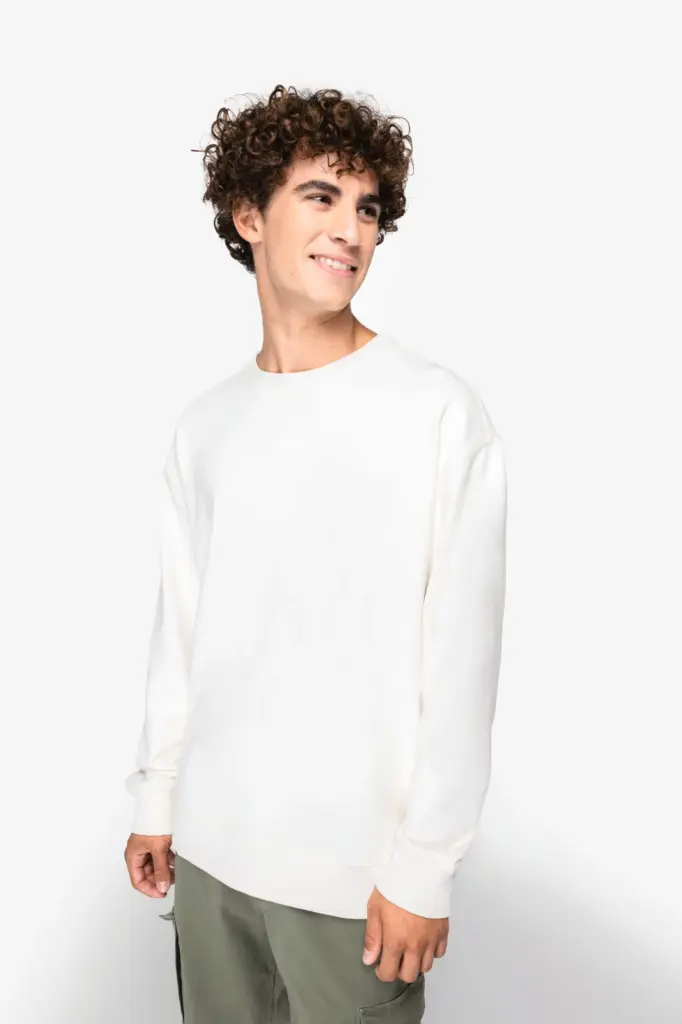 NS430-18_2024 - Hidalgo-werbeartikel Ecologische uniseks sweater met ronde hals en verlaagde schouders French Terry — productfoto 4