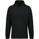 Ecologische uniseks sweater met capuchon en verlaagde schouders French Terry, black — productfoto 6