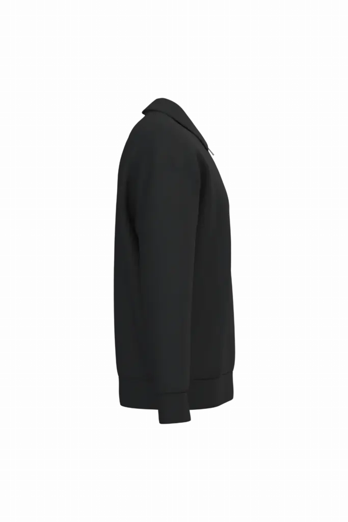 Ecologische uniseks sweater met kwartrits, polokraag en afhangende schouders, black — productfoto 5