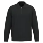 Ecologische uniseks sweater met kwartrits, polokraag en afhangende schouders, black — productfoto 6