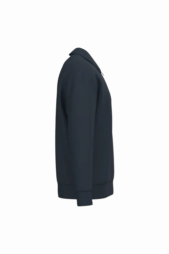 Ecologische uniseks sweater met kwartrits, polokraag en afhangende schouders, navy blue — productfoto 8