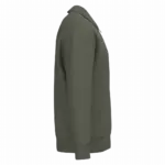 Ecologische uniseks sweater met kwartrits, polokraag en afhangende schouders, organic khaki — productfoto 9