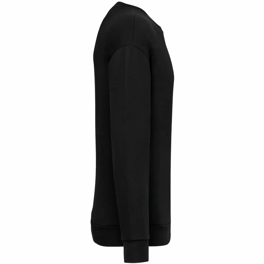 Ecologische uniseks sweater met ronde hals en verlaagde schouders in geborsteld fleece, black — productfoto 5