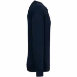 Ecologische uniseks sweater met ronde hals en verlaagde schouders in geborsteld fleece, navy blue — productfoto 7