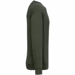 Ecologische uniseks sweater met ronde hals en verlaagde schouders in geborsteld fleece, organic khaki — productfoto 8