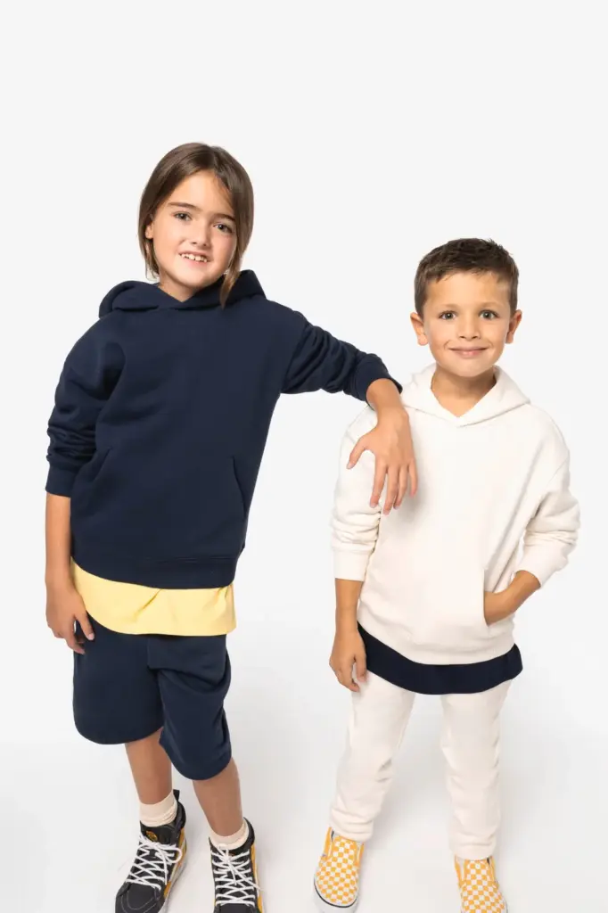 Ecologische oversized kindersweater met capuchon