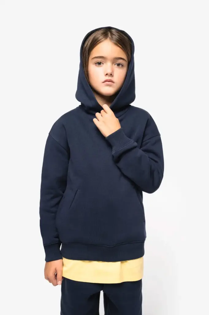 NS438-2_2025 - Hidalgo-werbeartikel Ecologische oversized kindersweater met capuchon — productfoto 4