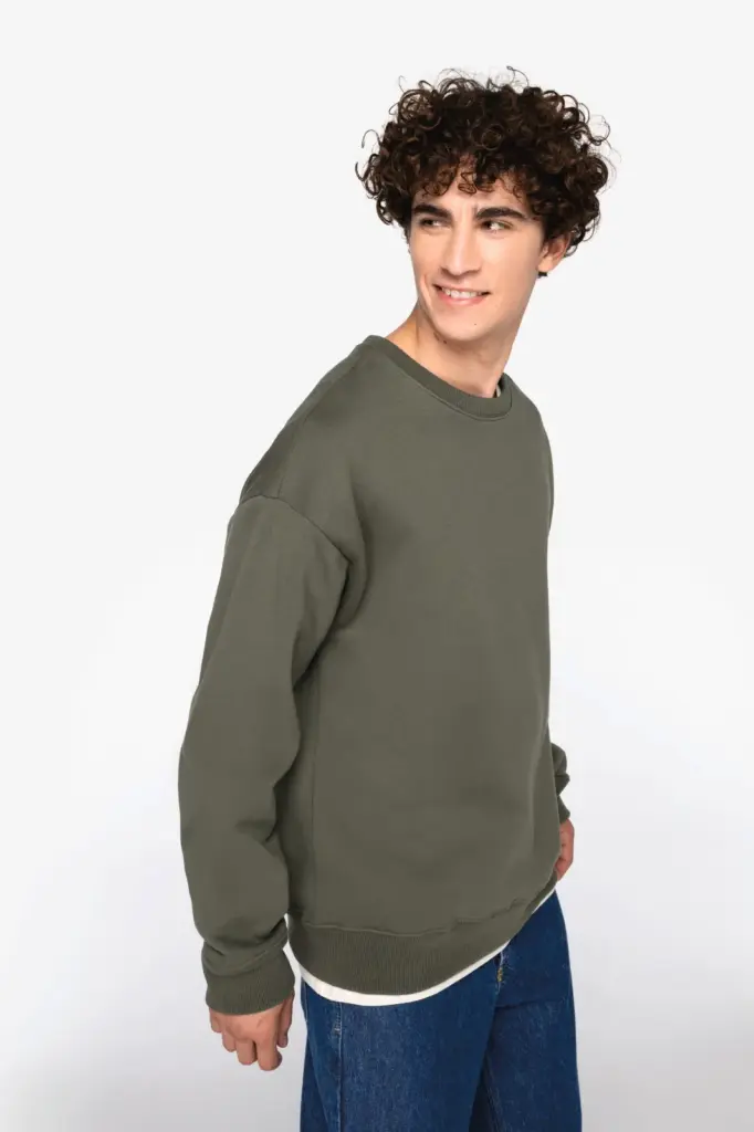 Ecologische oversized uniseks sweater met ronde hals — productfoto 3