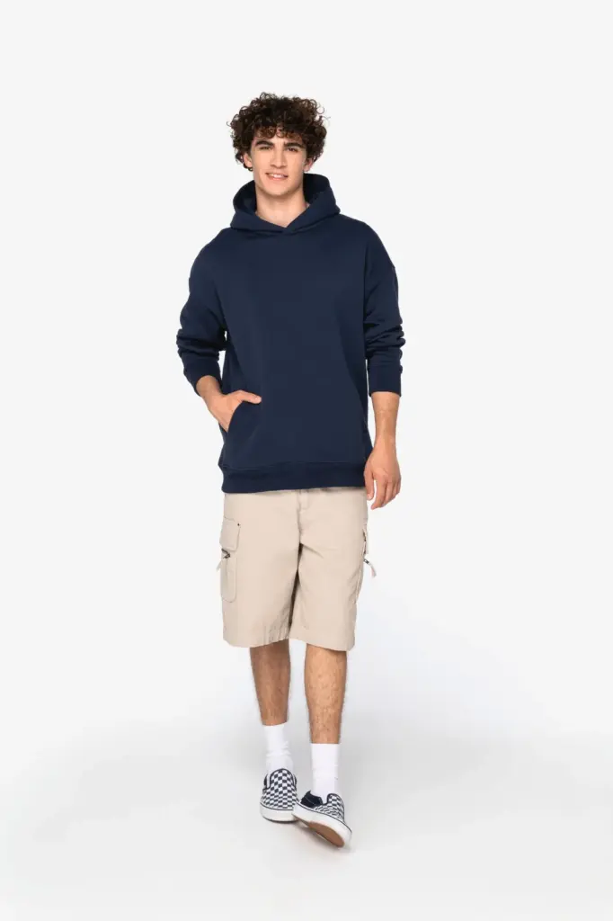 Ecologische uniseks oversized sweater met capuchon — productfoto 3