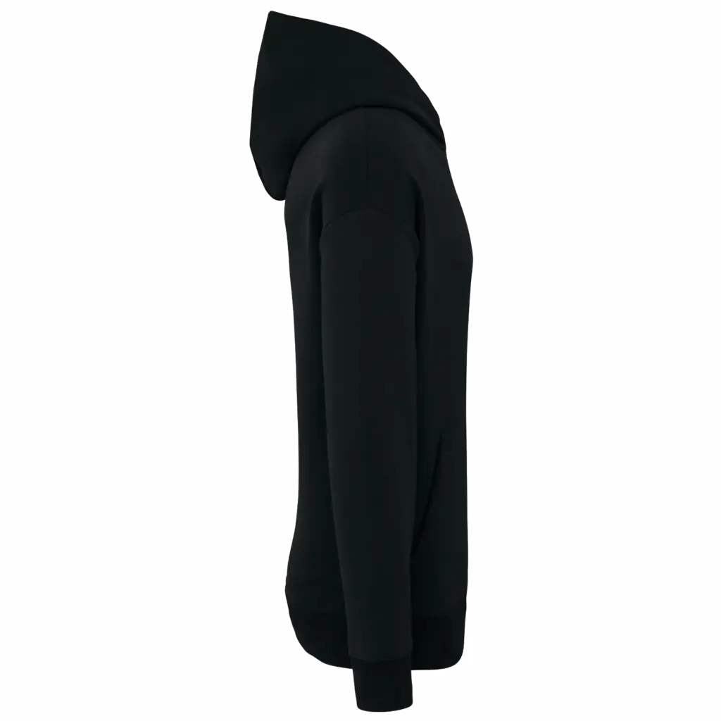 Ecologische uniseks oversized sweater met capuchon, black — productfoto 5