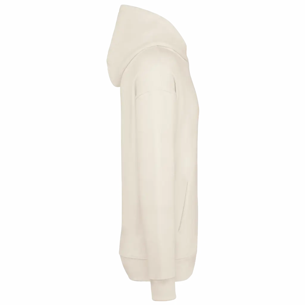 Ecologische uniseks oversized sweater met capuchon, ivory — productfoto 6