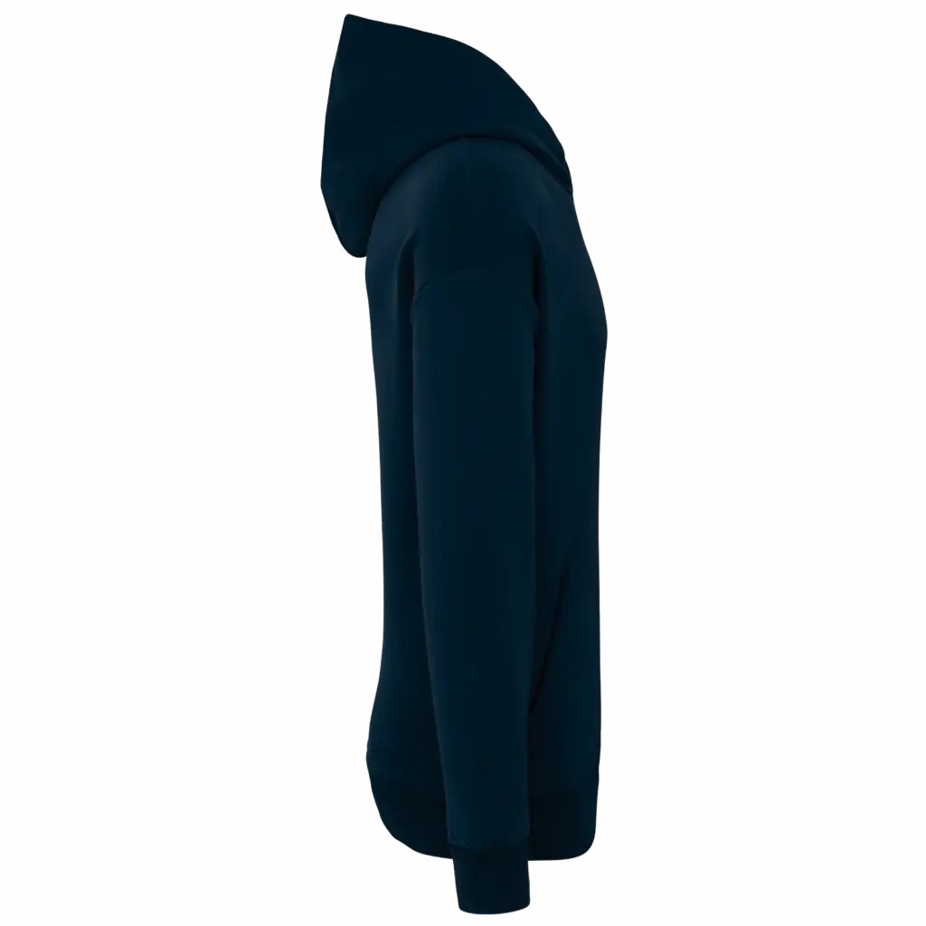 Ecologische uniseks oversized sweater met capuchon, navy blue — productfoto 7