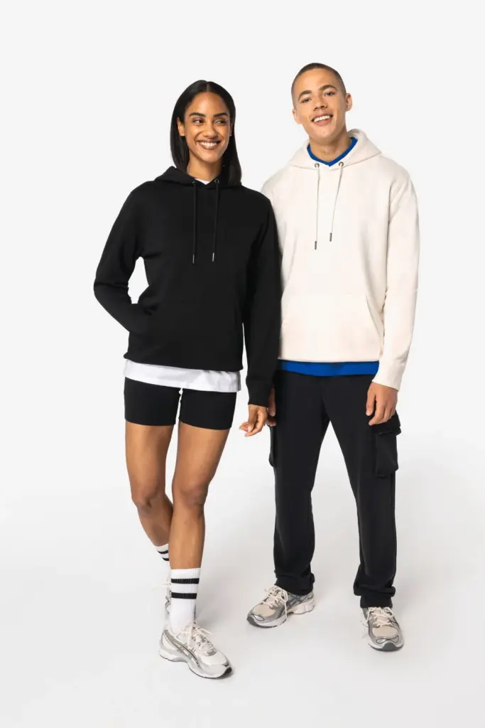 Ecologische uniseks sweater met capuchon — productfoto 2