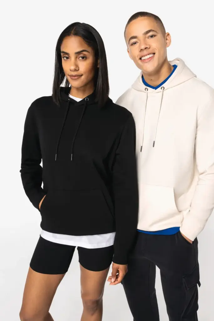 Ecologische uniseks sweater met capuchon — productfoto 3