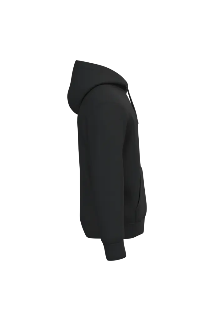Ecologische uniseks sweater met capuchon, black — productfoto 5