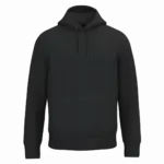 Ecologische uniseks sweater met capuchon, black — productfoto 6