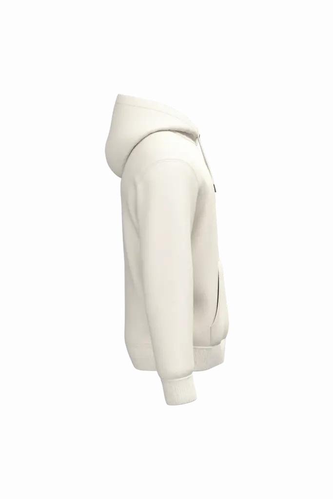 Ecologische uniseks sweater met capuchon, ivory — productfoto 6