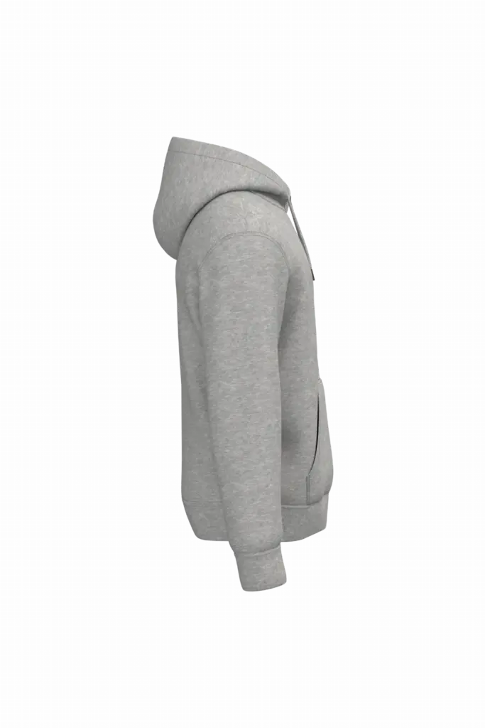 Ecologische uniseks sweater met capuchon, moon grey heather — productfoto 7