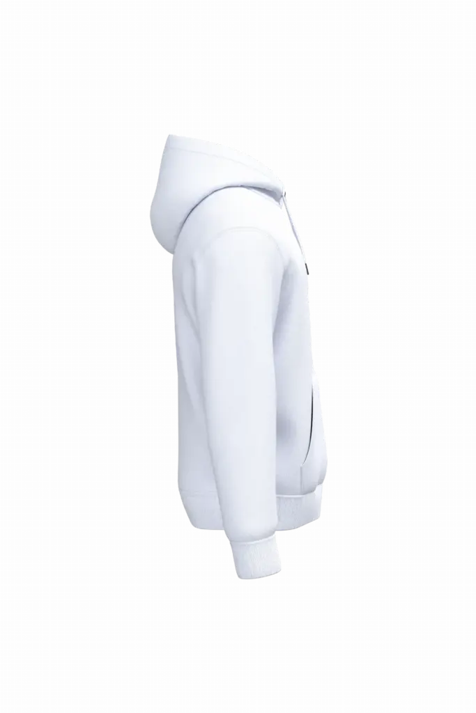 Ecologische uniseks sweater met capuchon, white — productfoto 9