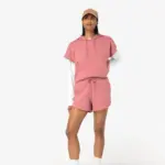 Ecologische ruime, mouwloze damessweater met capuchon in French Terry — productfoto 3