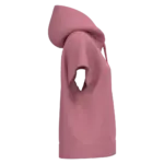 Ecologische ruime, mouwloze damessweater met capuchon in French Terry, antique rose — productfoto 5