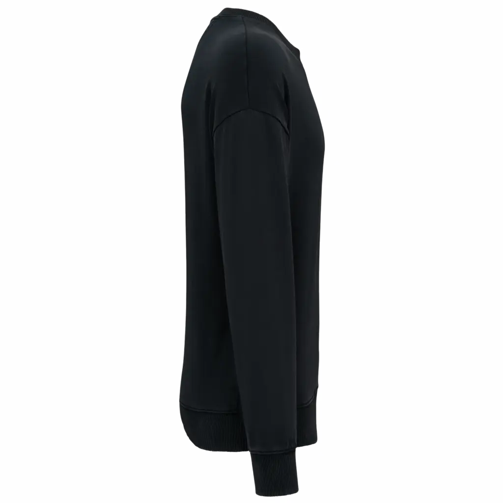 Duurzame oversized verwassen uniseks sweater met ronde hals, washed black — productfoto 5