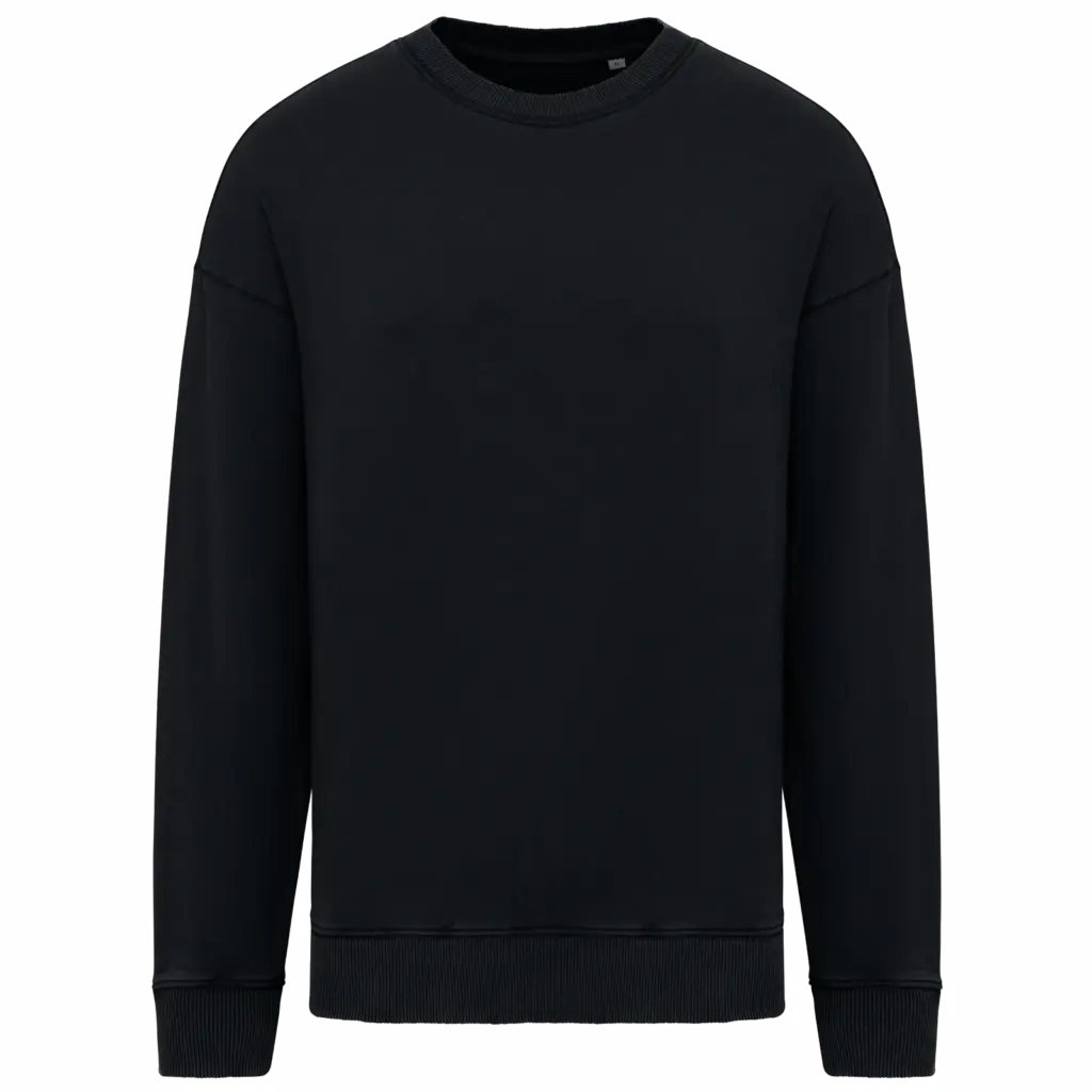 Duurzame oversized verwassen uniseks sweater met ronde hals, washed black — productfoto 6