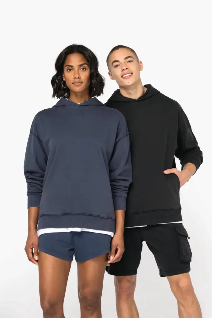 Duurzame uniseks oversized verwassen sweater met capuchon