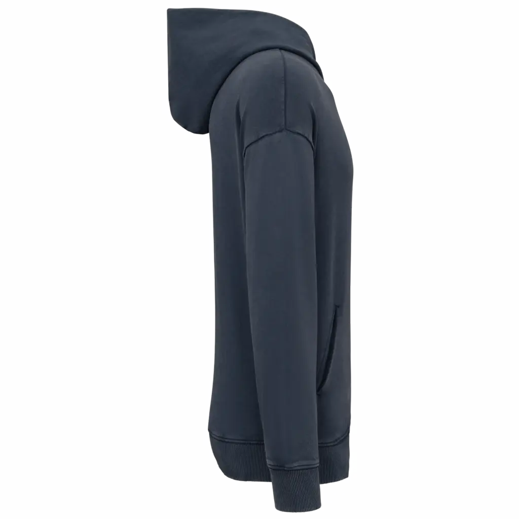 Duurzame uniseks oversized verwassen sweater met capuchon, washed navy blue — productfoto 6