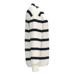 Ecologische gestreepte uniseks sweater met ronde hals en afhangende schouders, ivory/ navy blue stripes — productfoto 5