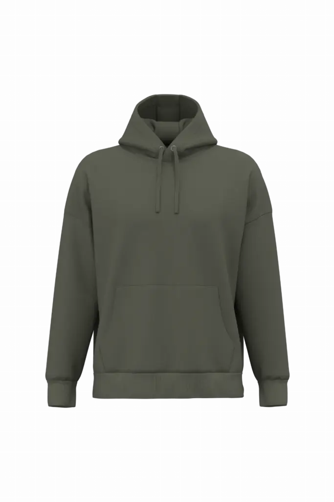 NS452 - Duurzame uniseks oversized sweater met capuchon, organic khaki — productfoto 3