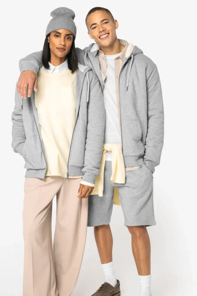 Ecologische uniseks sweater met rits en sherpavoering